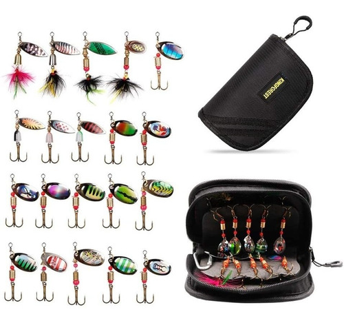 Set De Señuelos Para Pesca Kingforest 20 Piezas Con Estuche