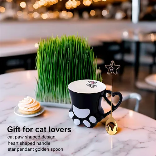 Taza Pata De Gato Con Cuchara (negro)