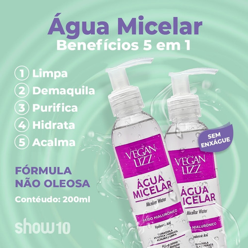 Imagem 3 de 8 de Água Micelar Solução Limpeza Facial 5 Em 1 Ácido Hialurônico