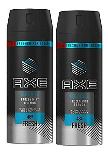 2 Pack Axe Ice Chill For Men Deodorant Body Spray, 150ml (5.