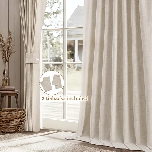 Cortinas Naturales De Lino 213 Cm Juego De 2 Paneles Bohemia