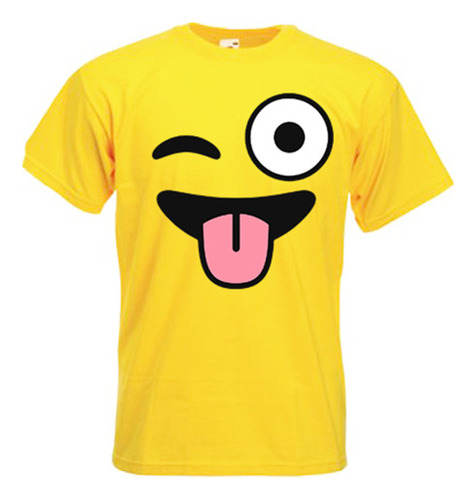 Playera Camiseta Unisex Dibujo Cara Feliz Emoji Lengua