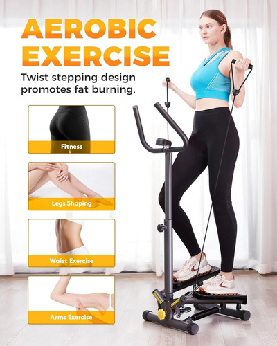 Stepper Machine With Resistance Bands, Mini Stepper Wit...