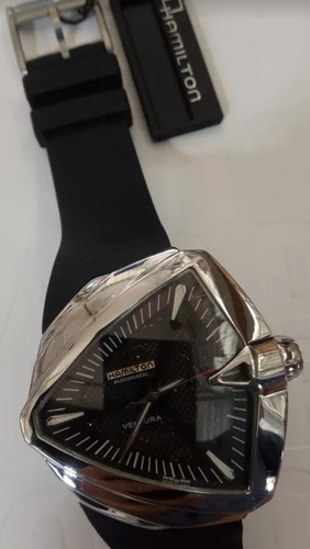 Reloj Hamiltone Mod. Ventura Bisel Plata Esfera Negra