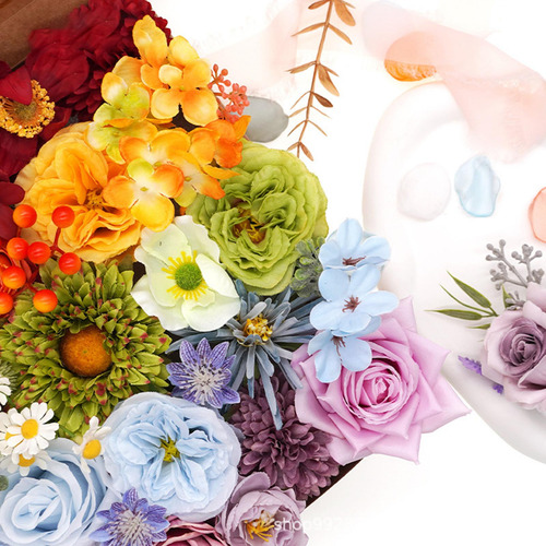 Caja Combinada De Flores Realistas De Boda Iridiscentes Para