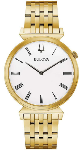 Reloj Bulova 97a153 Hombre Clasico Regata Color de la malla Dorado Color del bisel Dorado Color del fondo Blanco