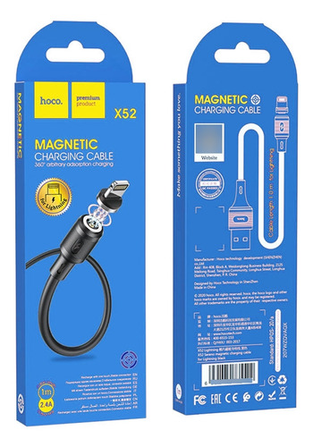 Cable Magnetico Usb A Tipo C 1m Hoco X52 Negro De Calidad
