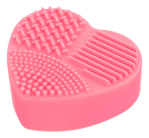 Limpia Brochas Maquillaje Estuche Esponja En Seco Formas Color Corazón Rosa Fosfo