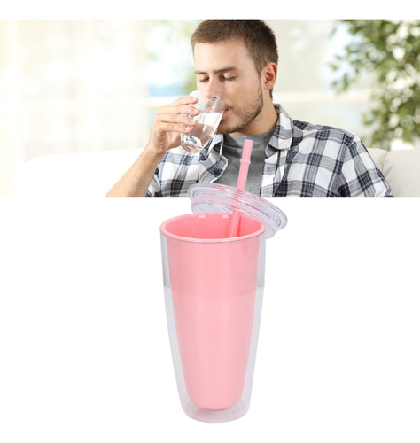 Nuevo Vaso Con Tapa, Pajita, 750 Ml, Doble Pared, Tamaño