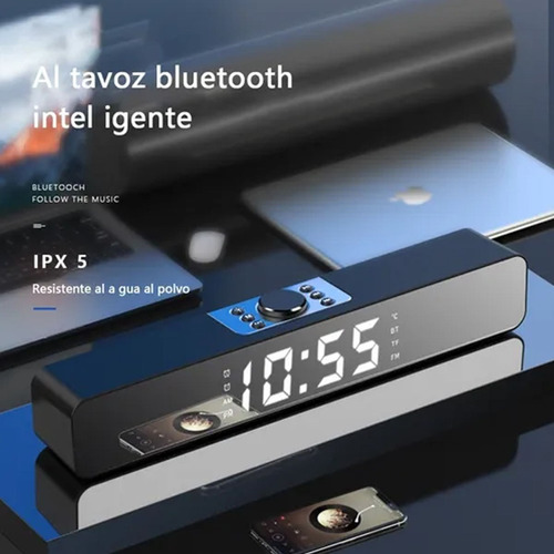 Digital Reloj Alarma Con Bocina Bluetooth , Y Radio Fm.