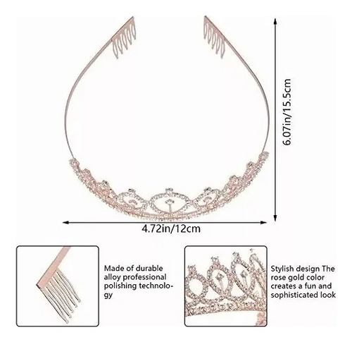3corona Accesorios Para Cabello Cumpleaños Decoración Fiesta Oro Rosa Oro Plata Heaimo