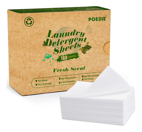 Poesie Laundry Detergent Sheets Eco-friendly 160 Sheets Clea