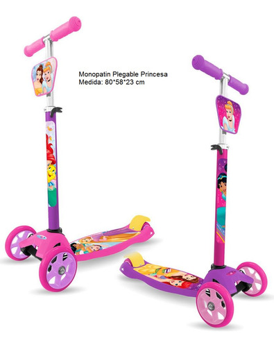 Super Monopatin Infantil Proncesa Plegable 3 Ruedas Grande