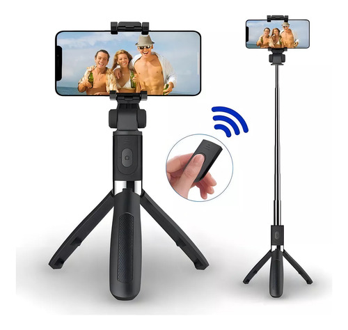 Bastão Tripé Mini 360º Win Castle Pau De Selfie Bluetooth 3 Em 1 Suporte Para Celular Cor Preto