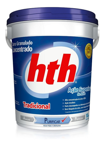 Cloro Piscina Hth  10kg Tradicional 65%ativo Hipoclorito