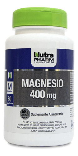 Magnesio 400mg Nutrapharm Salud Osea Y Articulaciones Sabor Sin sabor
