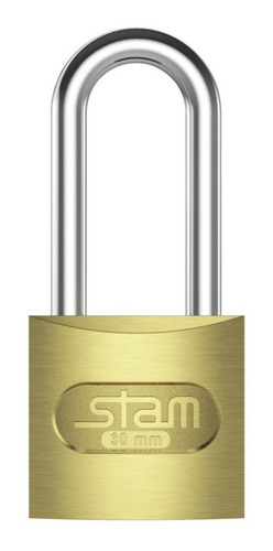 Imagem 2 de 4 de Cadeado Armário Portão Zamac Latonado E-coat Stam Médio 30mm
