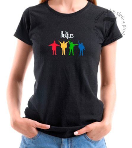 Polera Manga Corta Mujer The Beatles Help Full Color 