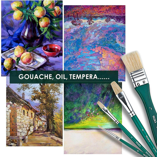 W Juego De Pinceles Para Pintura Al Óleo Acuarela Y Gouache