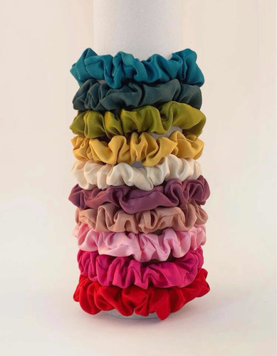 Imagen 1 de 6 de Set 10 Colet Cabello Scrunchies Niña Estilo Minimalista