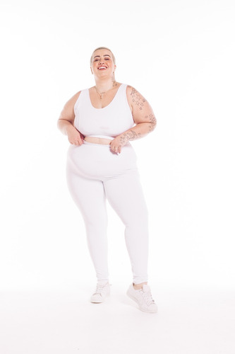 Imagem 3 de 7 de Legging Plus Size Wonder Size Lisa Emana® Plus Branca