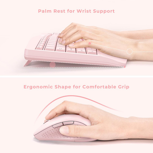Teclado Y Mouse Inalámbricos, Teclado Ergonómico Y Mouse Com