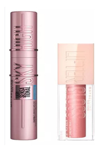 Maybelline Mascara Sky Waterproof + Brillo Lifter De Labios