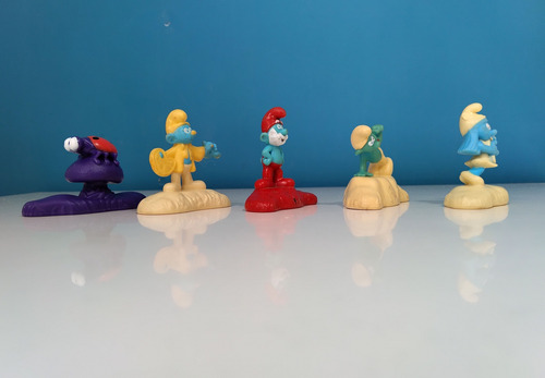 Muñecos Pitufos Con Base X 5 - Coleccion 2017 !!! (Usado)