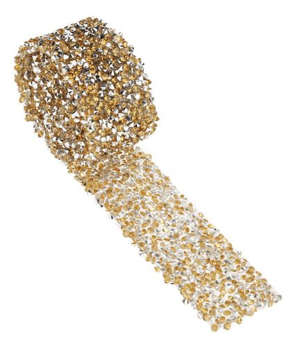 Rollo De Malla De Cinta Amarilla Con Diamantes De Imitación
