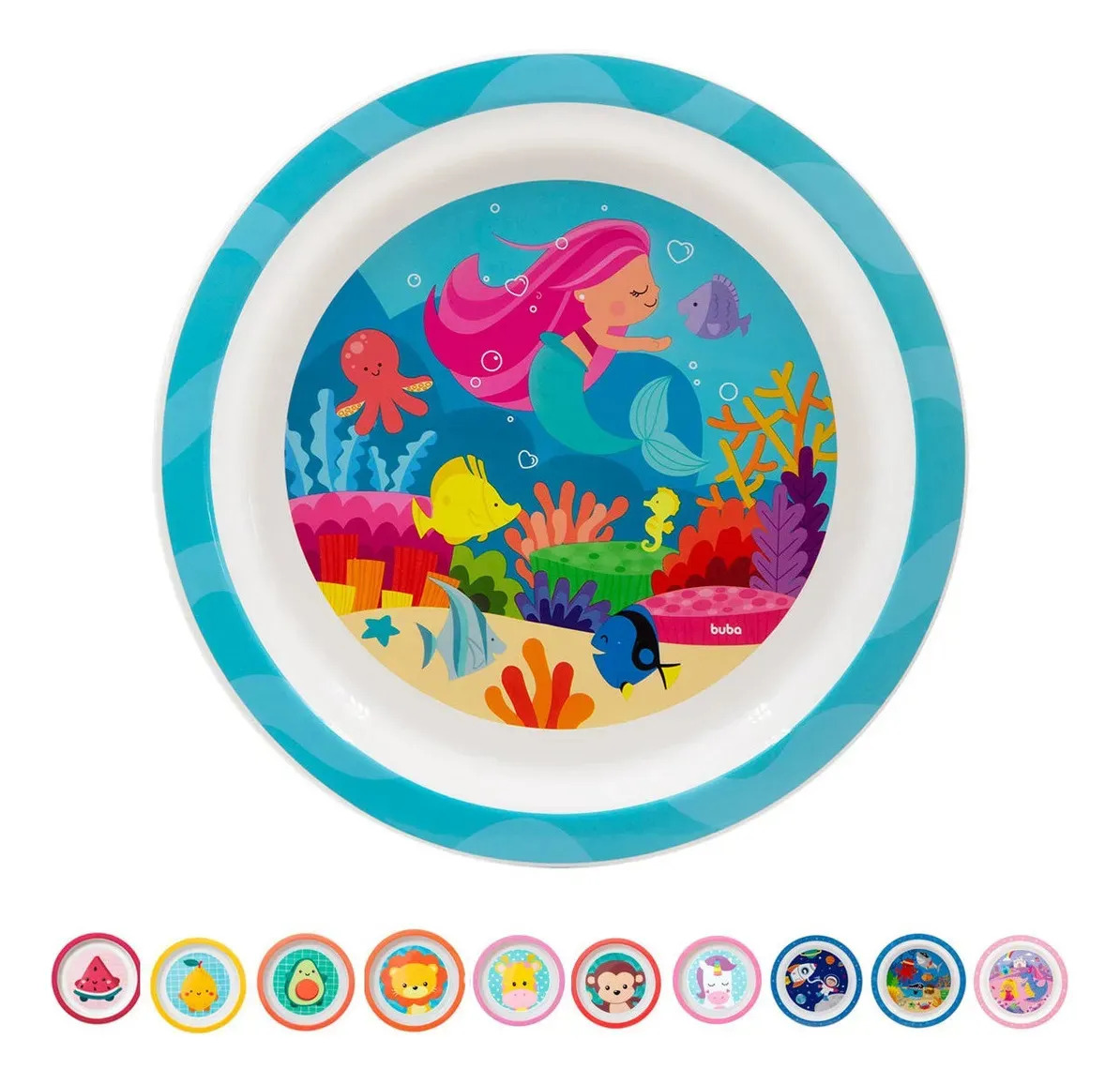 Pratinho Infantil Para Microondas Animal Fun Buba Resistente Sereia