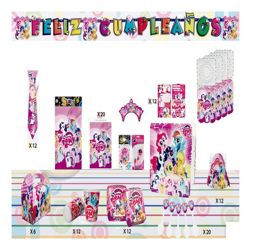 Decoración Infantil Fiesta Niñas My Little Pony Set X12