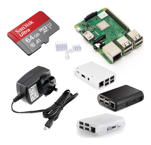 Raspberry Pi 3 B+ Plus Kit 64gb A1 Fuente Gab Disipa E14 Rs