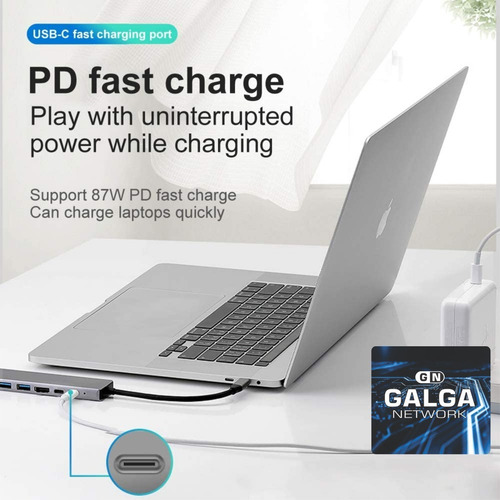 Imagen 8 de 10 de Hub Adaptador Macbook 8-1 Largo Hdmi-sd-micro-rj45-usb3.0-tc