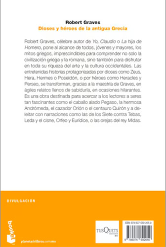 Dioses y héroes de la antigua Grecia: Explicados a los jóvenes, de GRAVES, ROBERT. Fuera de colección, vol. 1. Editorial Booket Paidós México, tapa blanda en español, 2022