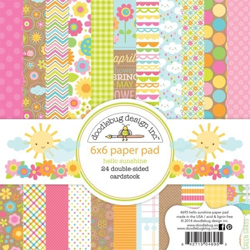   Paper Pad 6x6 Doodlebug Papeles Scrapbook Hello Sunshine