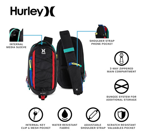 Bolso Bandolera Hurley Para Hombre, Gris Piedra, Talla Única