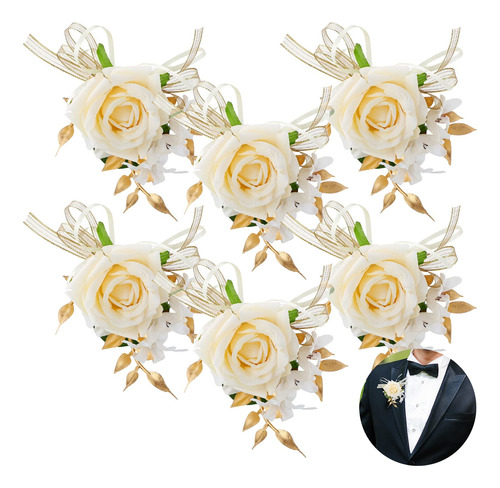 Sotiff 6 Pieza Boutonniere Champan Para Hombr Boda Hecha