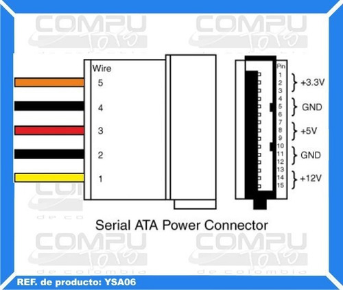 Cable Poder Sata Macho A 2 Hembras Ref: Ysa06 Computoys Sas