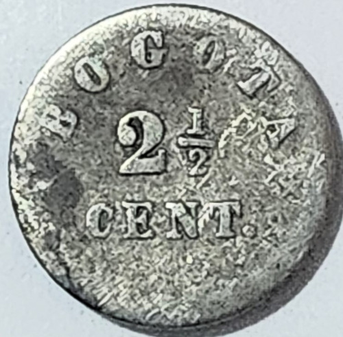 Moneda Plata 2 1/2 Centavos 1880 Bogota F-vf Invertida