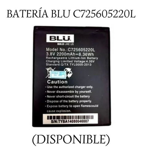 Batería Blu C725605220l Studio 5.0 Hd Lte Y534q.
