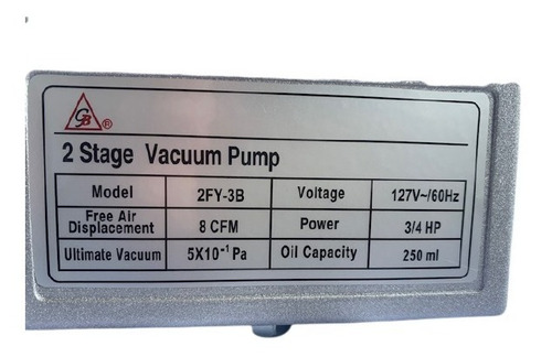 Bomba Para Vacío 3/4 H.p. 8cfm Gb A 2 Etapas