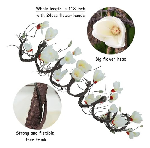 Flores Artificiales De Magnolia Y Orquídea De 118 Pulgadas E