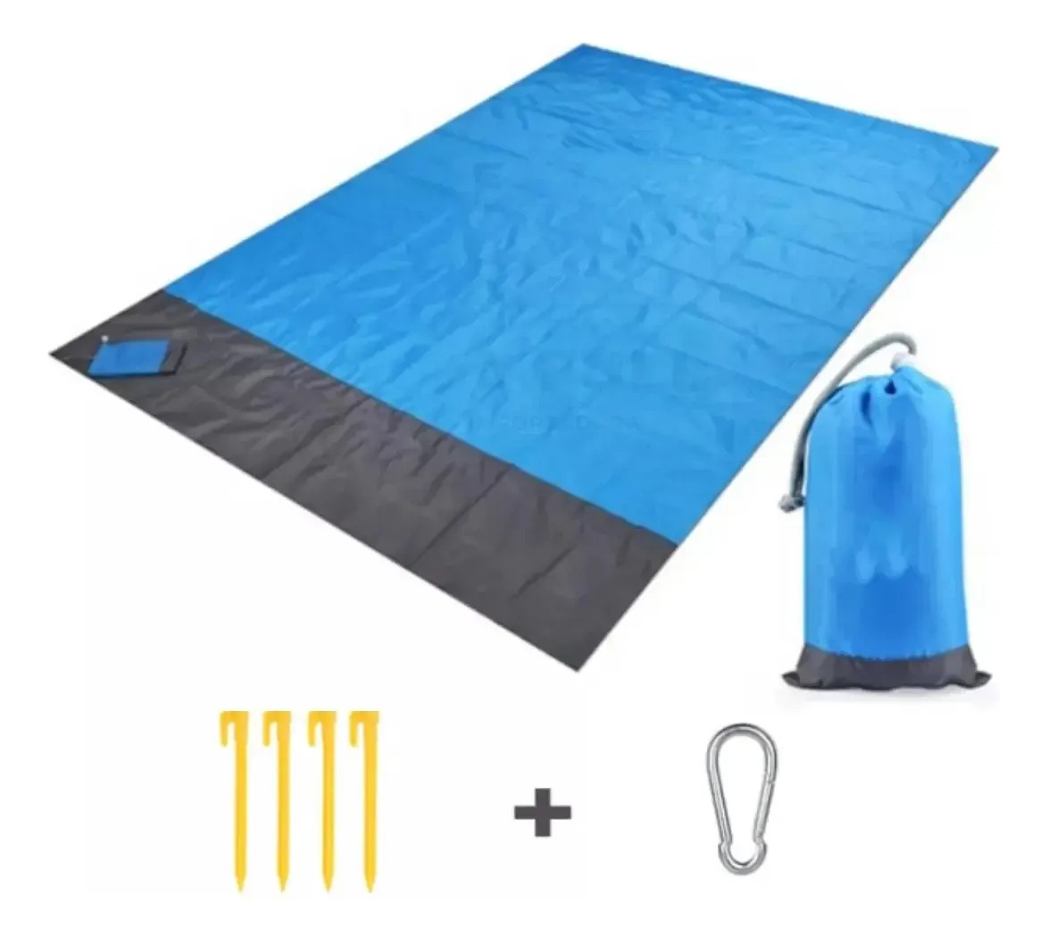 Tapete Impermeável Grande 2,10x2m Praia Piquenique Camping Azul
