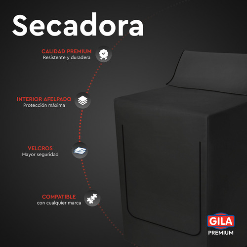 Gila Funda Para Secadora Protector Impermeable Afelpado Premium Color Negro