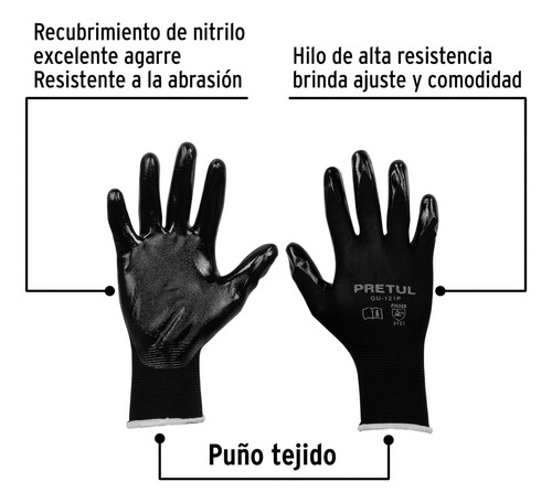 Guantes De Nylon Recubiertos De Nitrilo 6 Pares