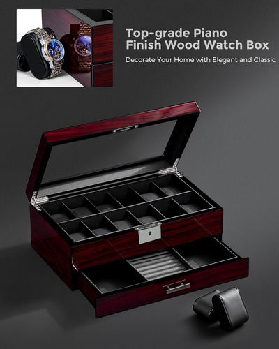Funda De Reloj Anwbroad 12 Para Hombre, Caja De Reloj Con...