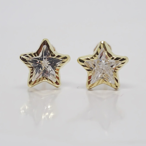 Amor Eterno - Broqueles / Estrella Facetada Dama Oro 10k