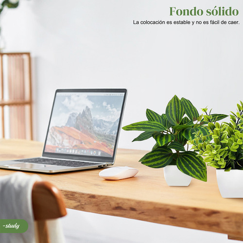 . 4 Macetas Plantas Artificiales Barro Decoración Bonsai