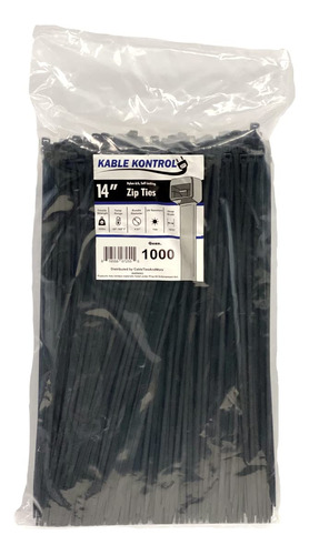 Cintas De Nylon De 14  Kable Kontrol Uv Negro, Prueba De 50