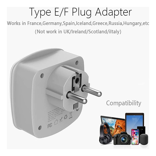 Adaptador De Corriente Alemania Y Francia, Enchufe Tipo...